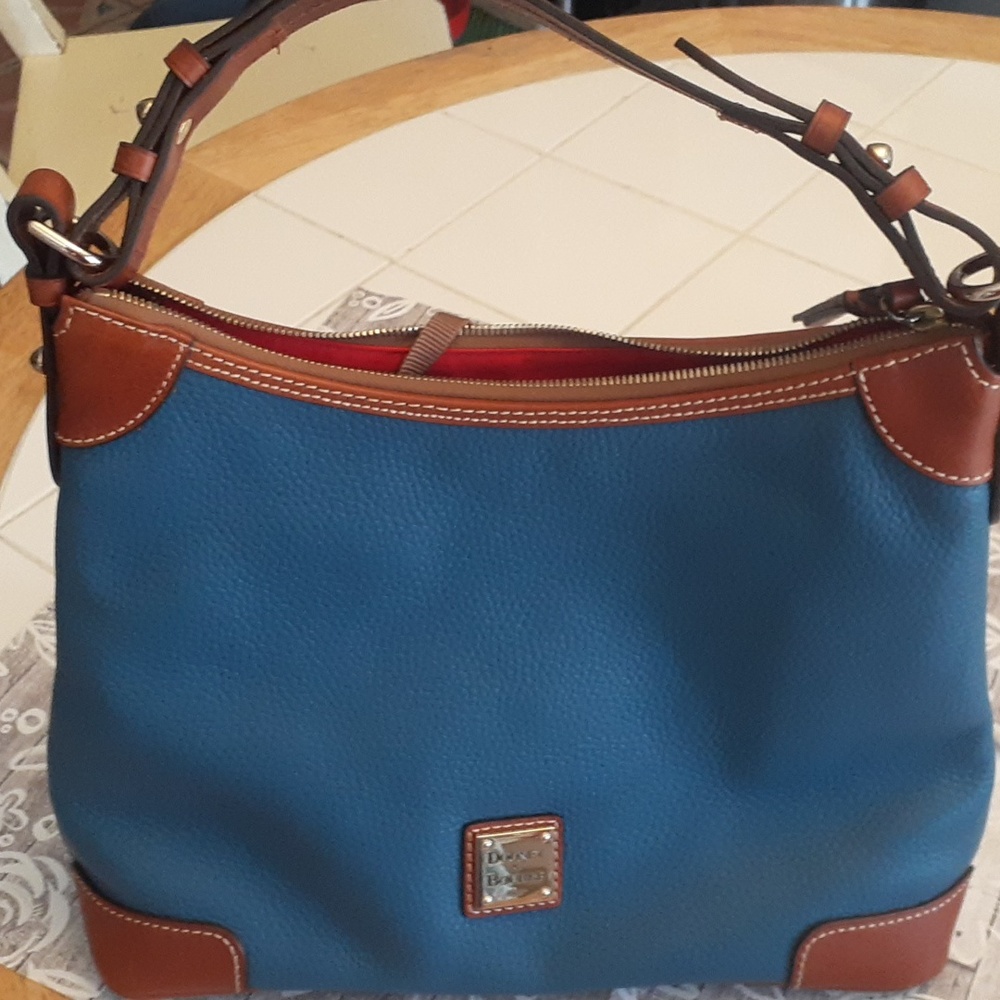 Dooney and Bourke pebble grain blue brown hobo bag